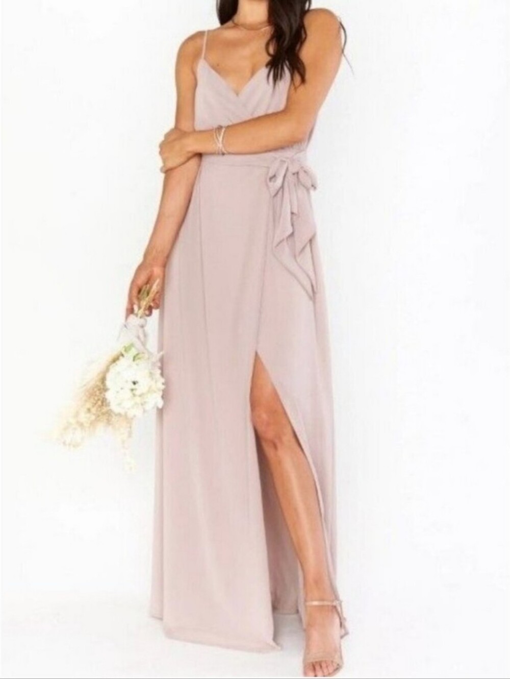 Show Me Your Mumu Liz Maxi Wrap Dress Dusty Blush Pink Size Large